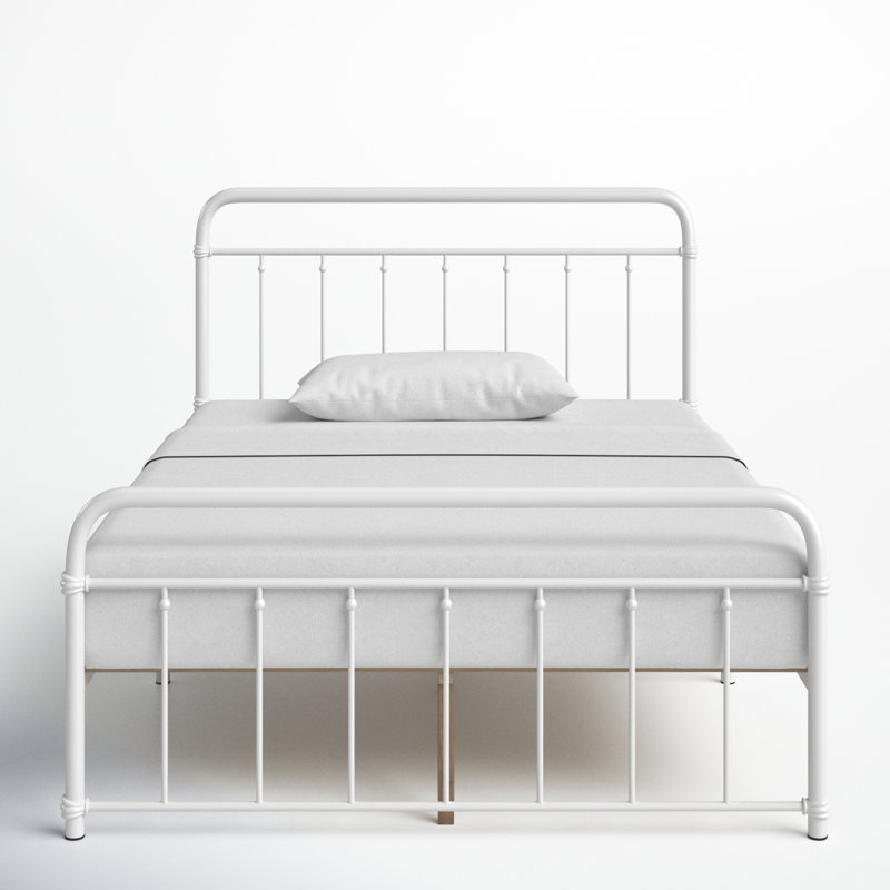 Aldiana Metal Slat Bed, White, Twin
