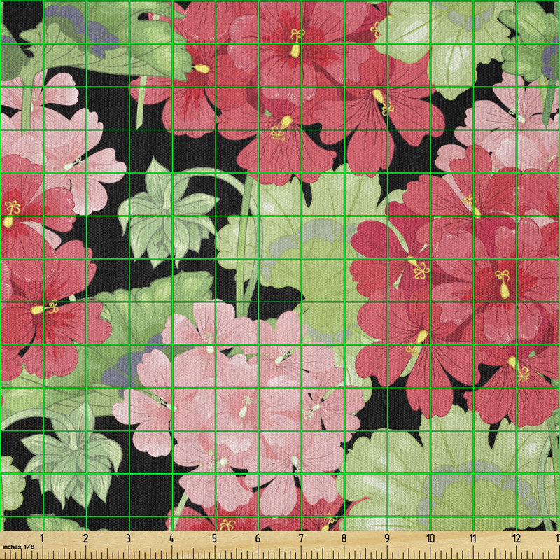 Corrah Flowers with Branches and Leaves Multi-Purpose Fabric