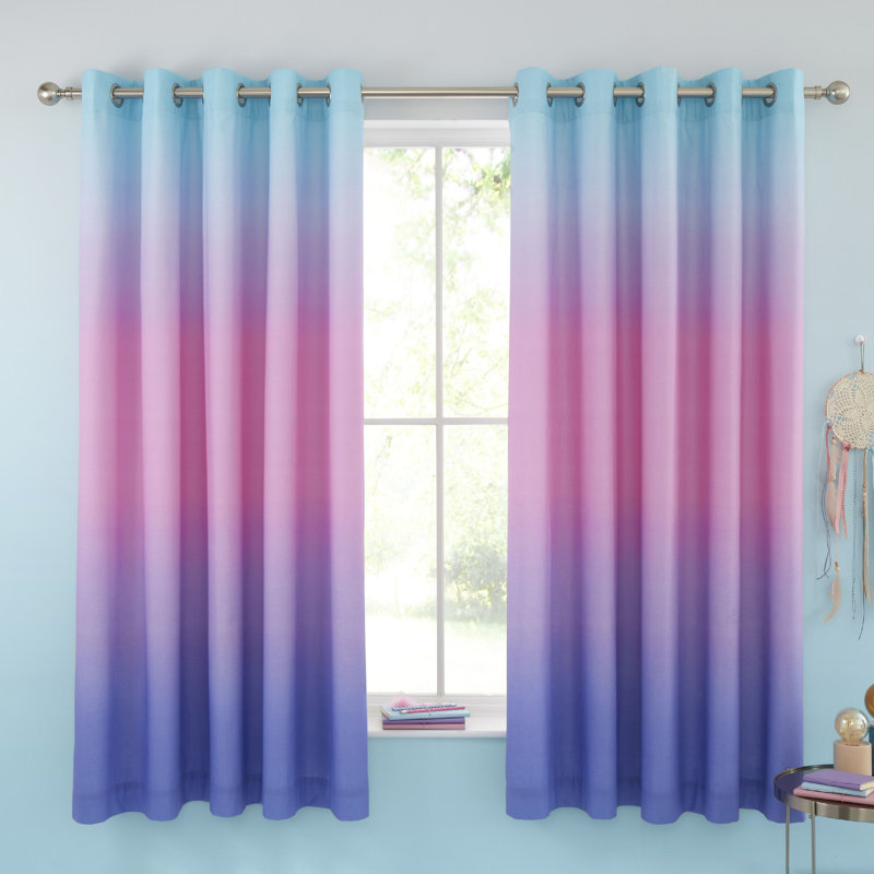 Ombre Rainbow Clouds 66x72 Inch Lined Eyelet Curtains Pastel
