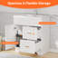 Meuble-lavabo sur pied 30 po avec 2 tiroirs, meuble de rangement autoportant avec porte, blanc-1953849178-1953849180