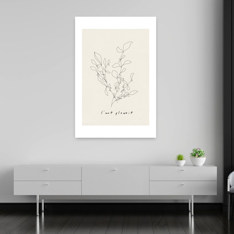 " Lineage Of Leaves Delicate Elegant Minimalist Nature Plant Wall Art Print " by Treechild, H 60 po x l 40 po
