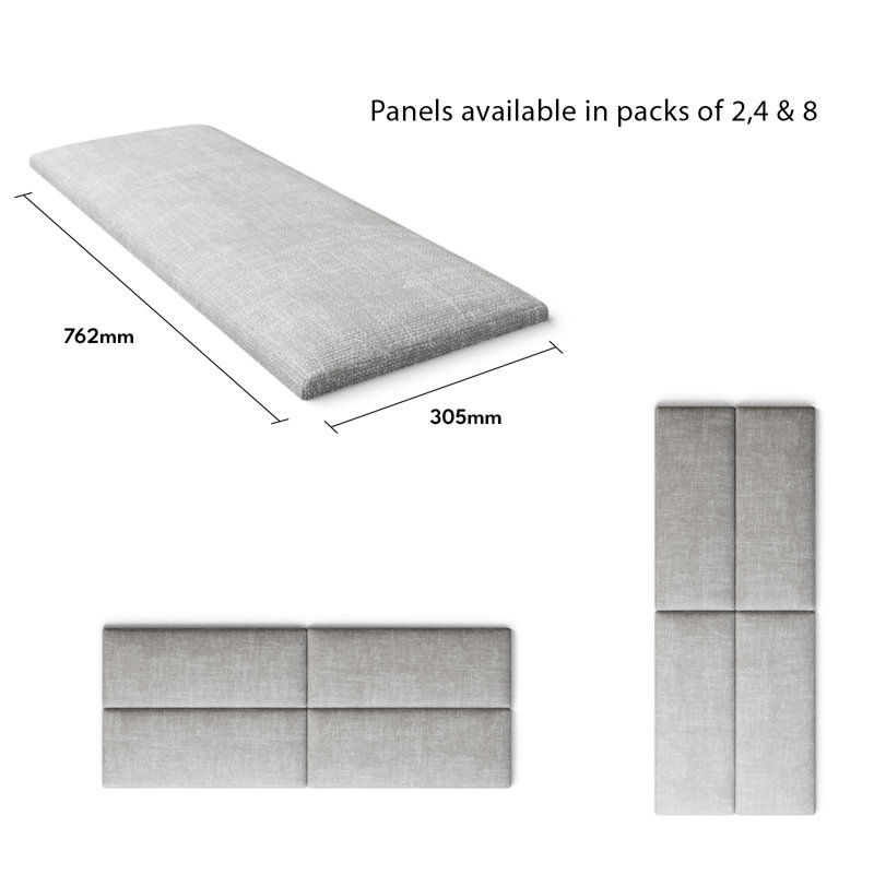 Kamylle 30 cm x 75 cm Peel and Stick Upholstered Wall Paneling in Granite, Storm