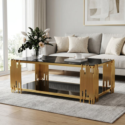 Vaili 51" L Rectangular Tempered Glass Coffee Table for Living Room