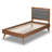Gorlest Mid-Century Modern Light Grey Fabric Upholstered And Walnut Brown Finished Wood Twin Size Platform Bed-93767572