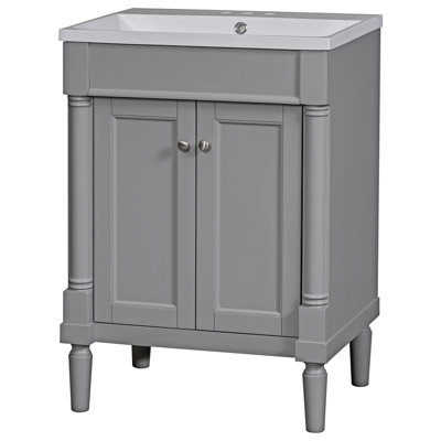 Meuble-lavabo sur pied simple avec plateau en résine Miquela