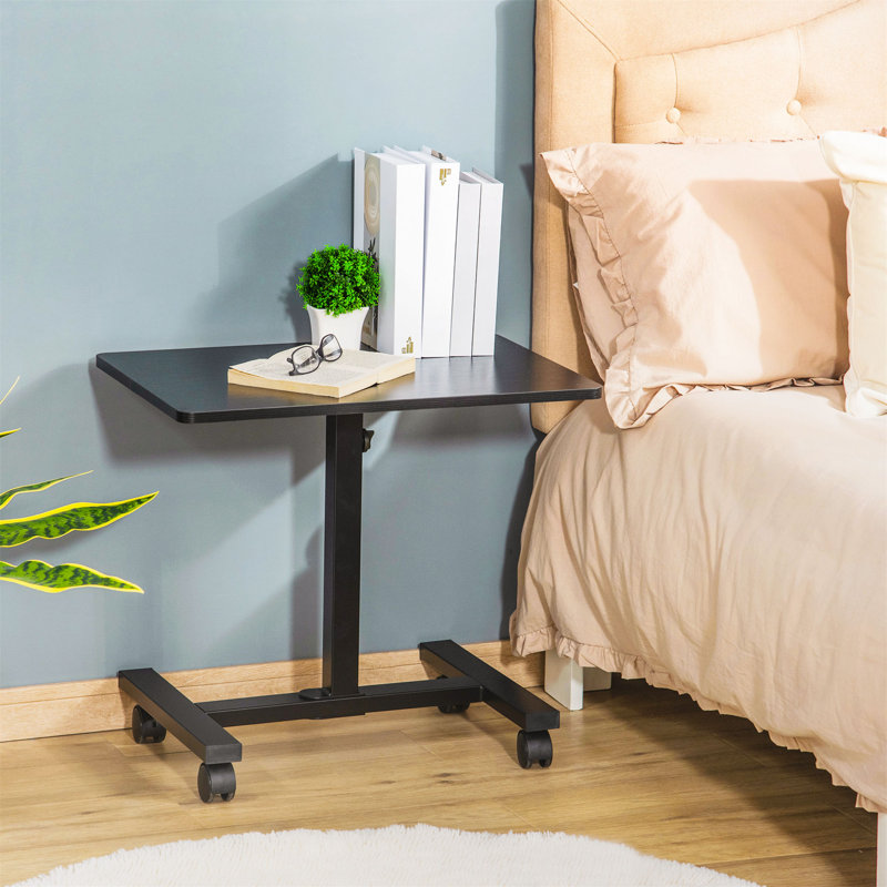 Josefa Tray Top Wheel End Table, Black