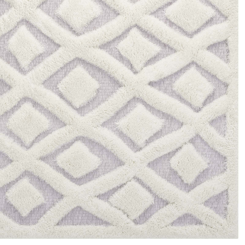 Ivory Diamond Shag Chenille 5' x 8' Area Rug