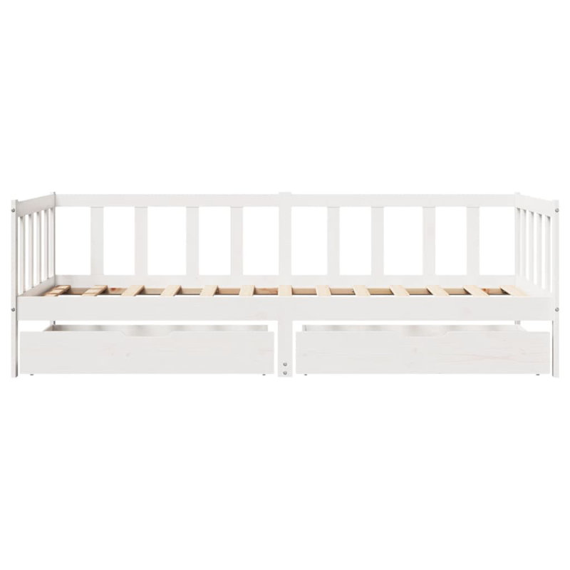 17 Stories Daybed With Drawers Without Mattress Single Solid Wood, European Single (90 x 200cm), White
