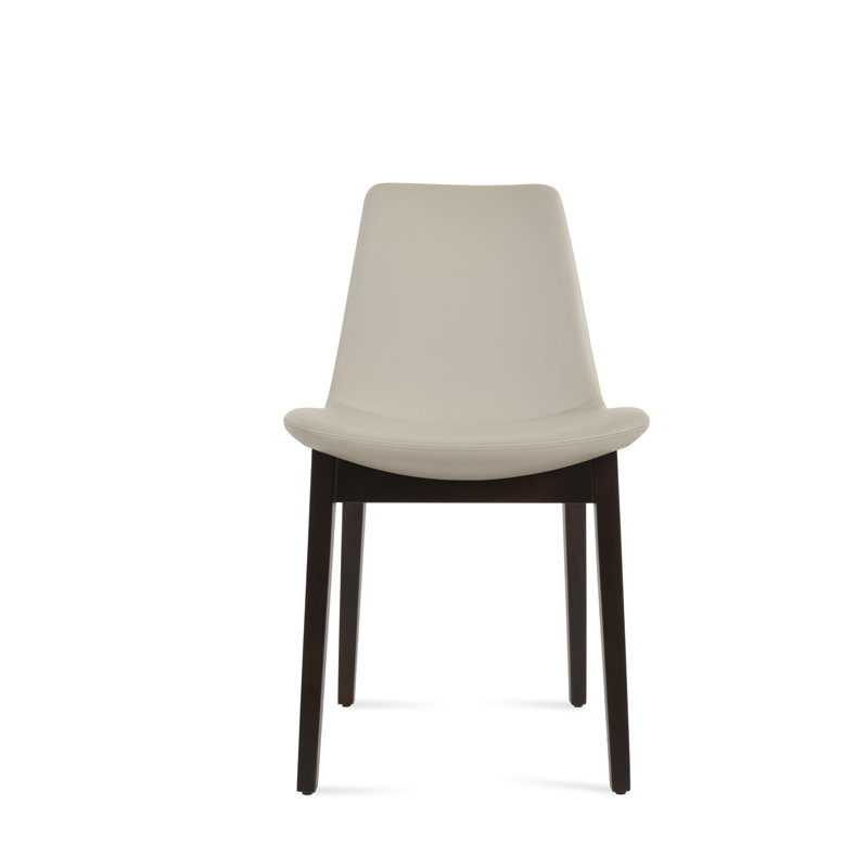 Eiffel Wood Dining Chair, Walnut, Bone Faux Leather