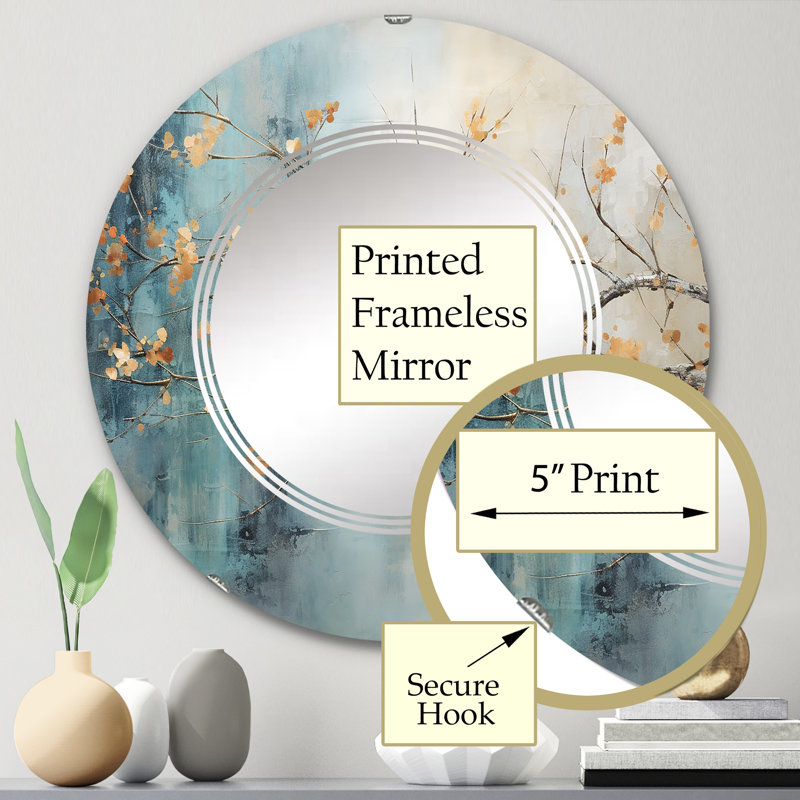 Hockessin - Miroir mural floral rond, 24 po x 24 po