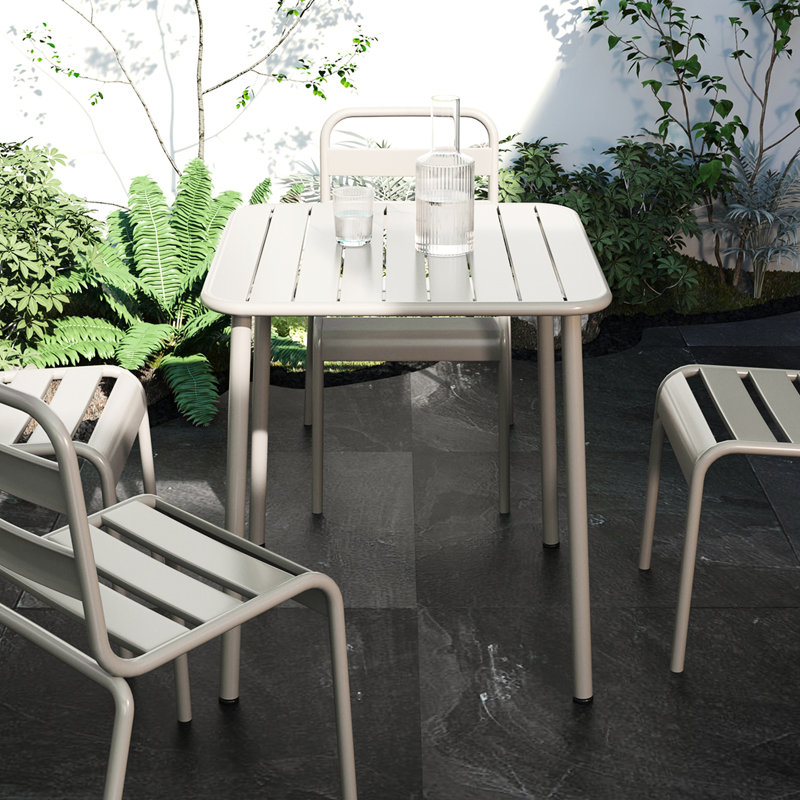 Table carrée pour l'extérieur Retro White, Blanc rétro