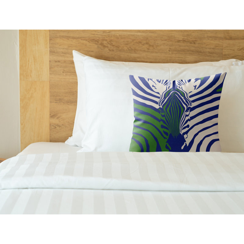 Coussin d'intérieur Salie Zebra, Azur royal, 16 po x 16 po
