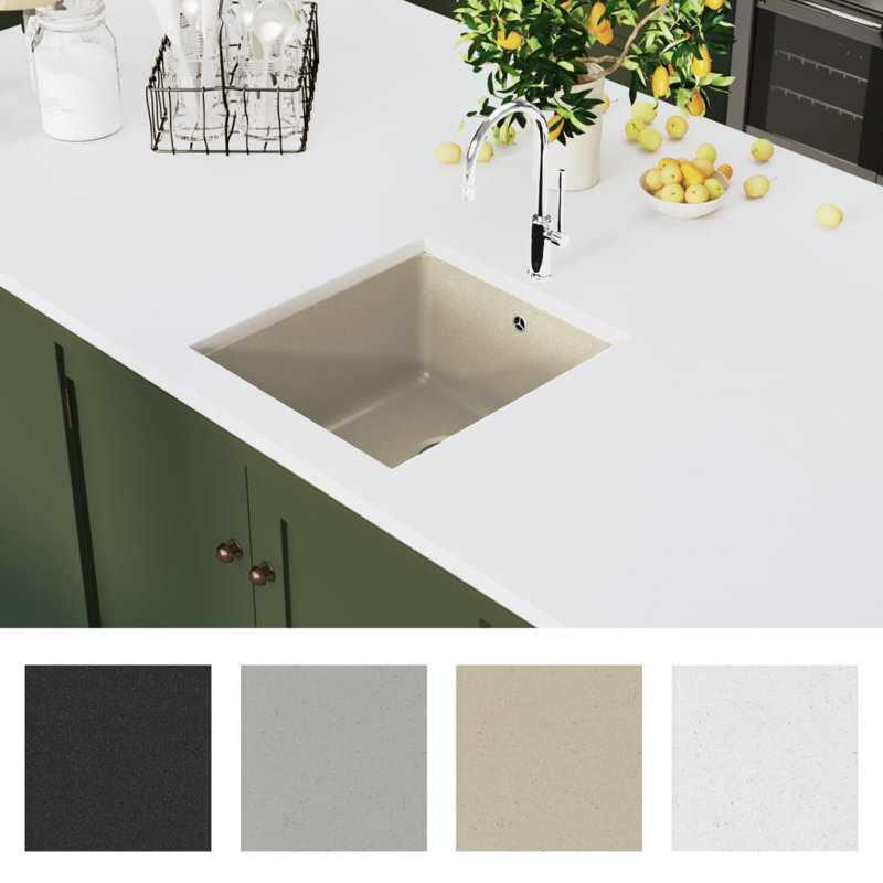 vidaXL Granite Kitchen Sink Single Basin Beige, Beige