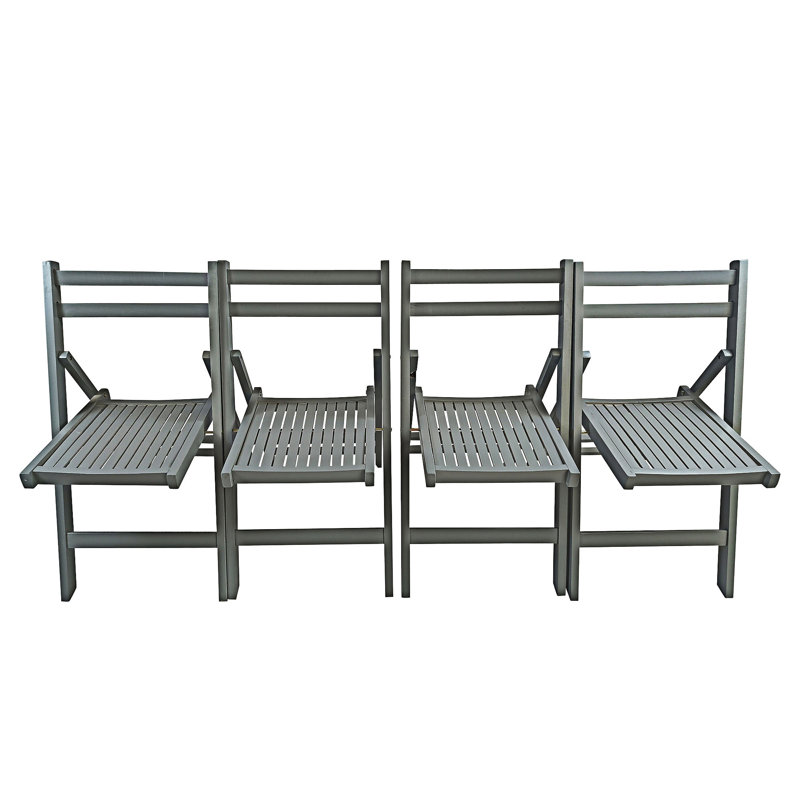 Ensemble de 4 chaises pliantes en bois, Gris