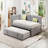 Full Size Upholstered L-Shaped Daybed with Twin Pop-Up Trundle and USB Ports, Gray-1203838105