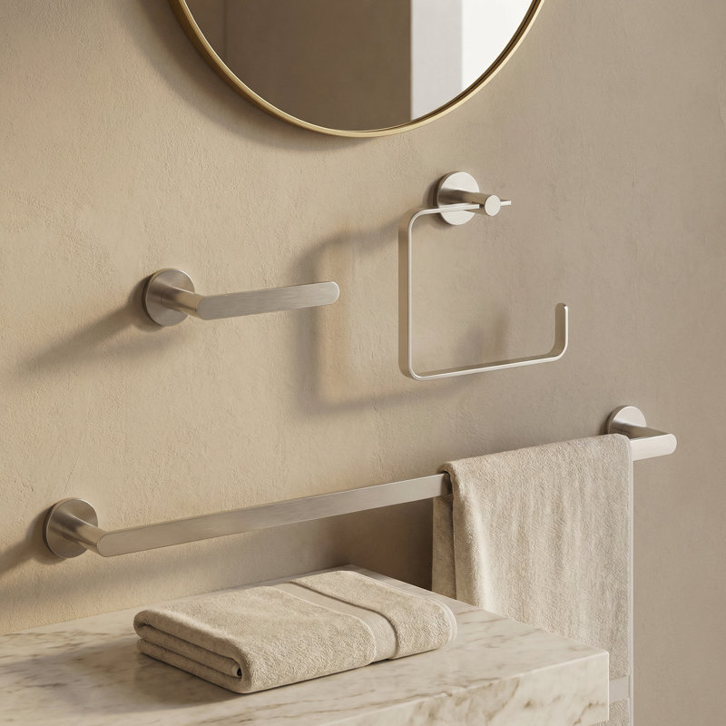 VIGO Arden 3-Piece Brushed Nickel Bathroom Hardware Set with 24-in Towel Bar, Toilet Paper Holder and Hand Towel Holder