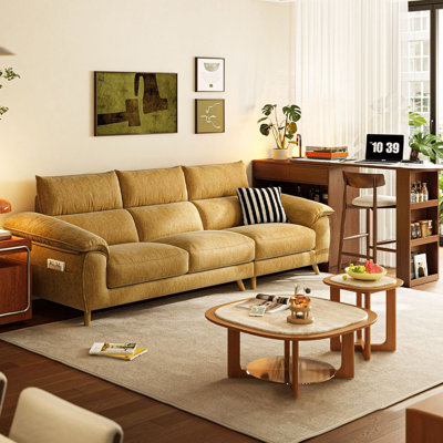 Yellow Chenille Standard Sofa cushion Threeseat