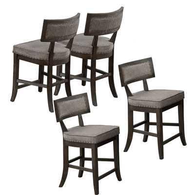 Upholstered Counter Stool with Solid Wood Frame