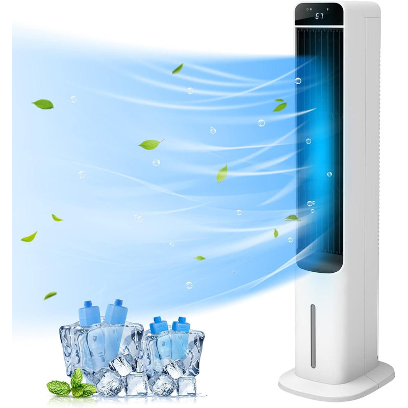 LifePlus Evaporative Air Cooler, 3 in 1 Portable Air Conditioner Fan with Remote Control, Swamp Cooler with Top & Bottom Water Refilling, 50° Oscillation, 3 Speed and 3 Wind Type for Room