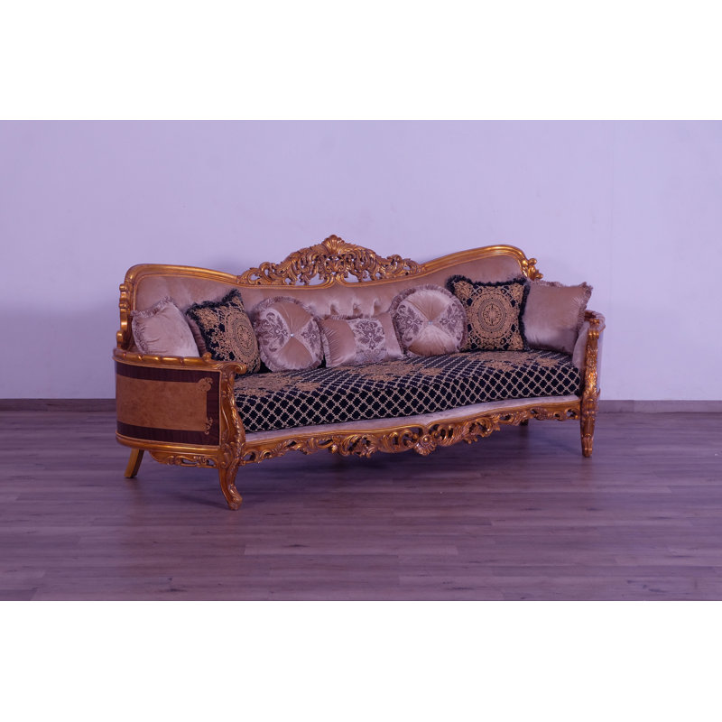 3 Piece Modigliani Ii Sofa Set Black Gold Fabric
