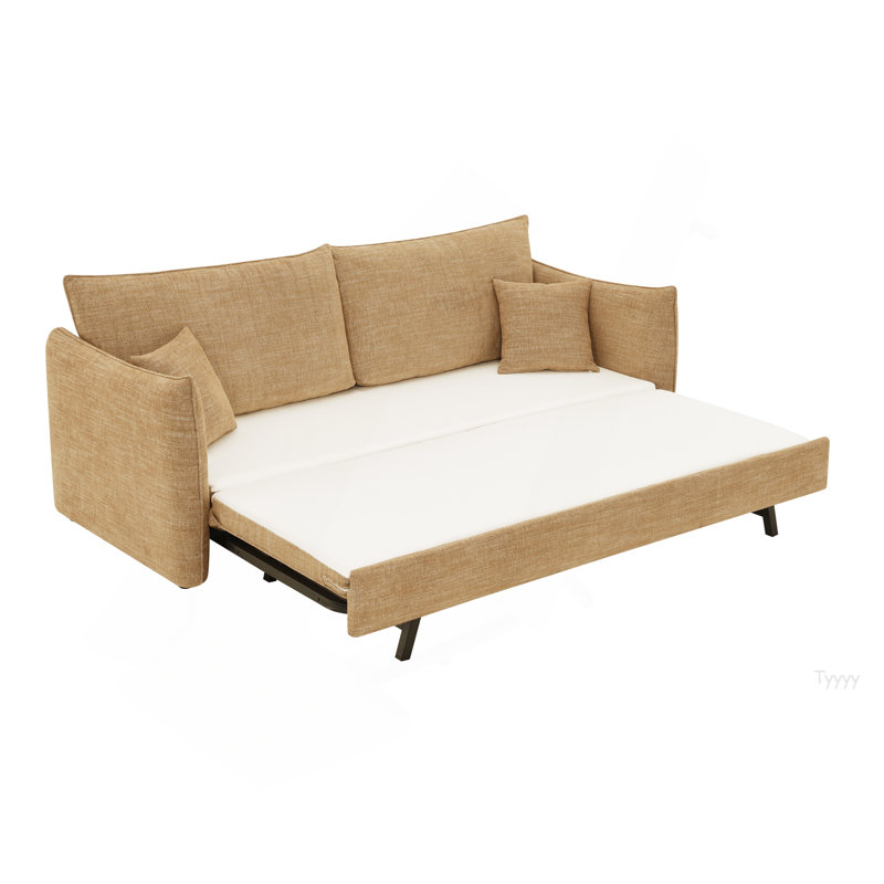 Canapé en chenille Mocha avec 2 coussins (peut se transformer en canapé-lit)