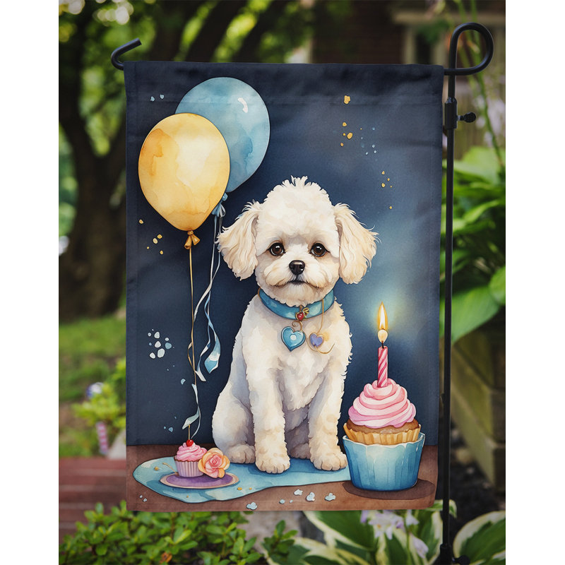 Drapeau de jardin «Happy Birthday», Bichon frisé