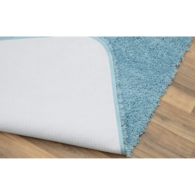 Treie Billie-Mae 2 Piece Nylon Bath Rug Set with Non-Slip Backing, Bleu bassin