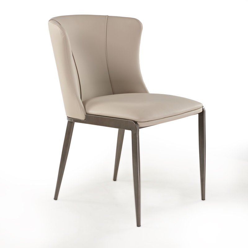 Moderne, chaises de salle à manger sans accoudoirs, revêtement, beige