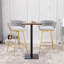 Ensemble de 2 tabourets de bar pivotants minimalistes modernes avec coussins en lin de coton et structure en métal antirouille, gris antique blanc-1369638250