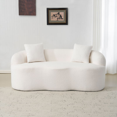 Canapé courbé avec accoudoirs arrondis, canapé avec 2 coussins de compression