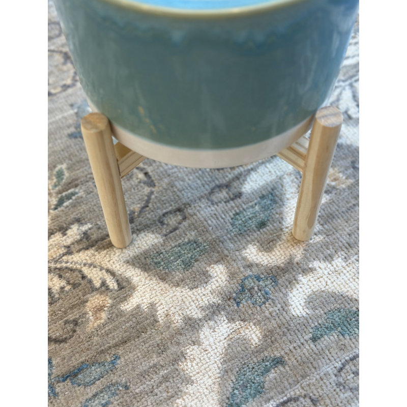 Tiny Knots Wool Floral Area Rug in Kinross Seaglass