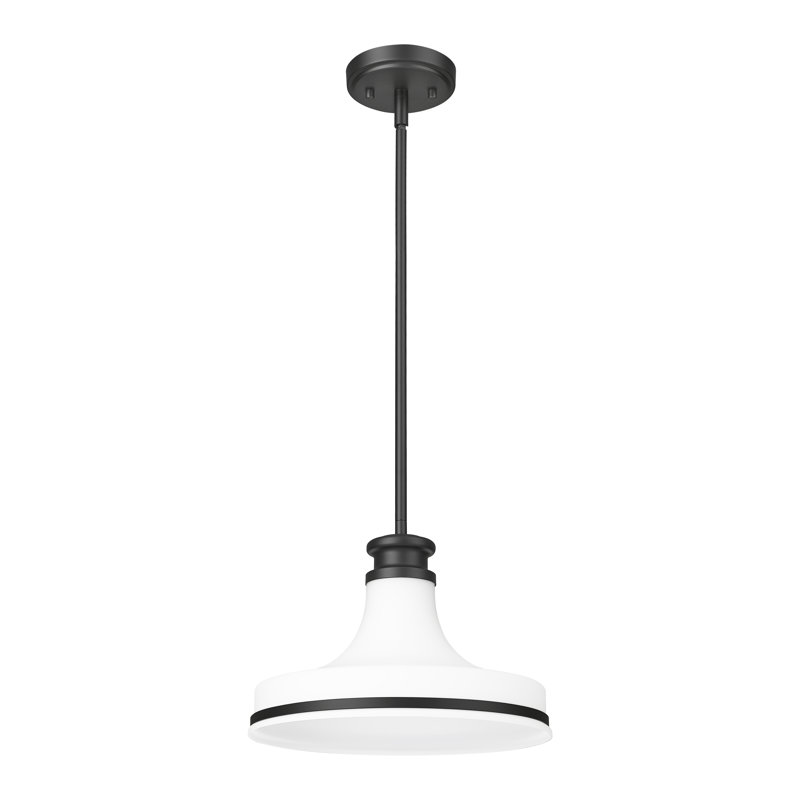 Luminaire suspendu 1 lumière noir mat Marquette 12 pouces, Noir mat