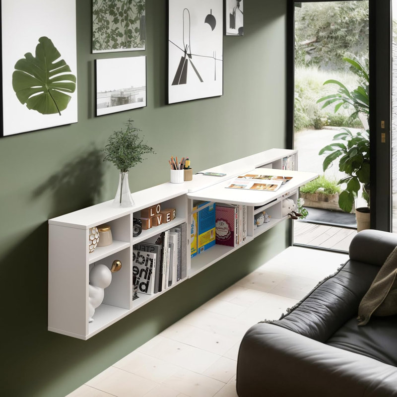 Floating Desk,wall Mounted Table, White