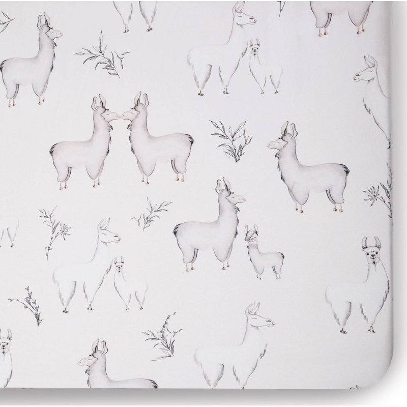 Llama - Turkish Cotton Jersey, 300 Thread Count, Standard Fitted Crib Sheet