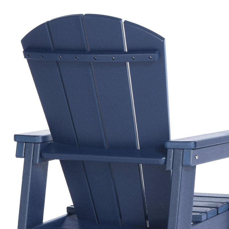 Laguna Kids Outdoor Poly Adirondack Chair With Side Table 3-Piece Set, Navy Blue
