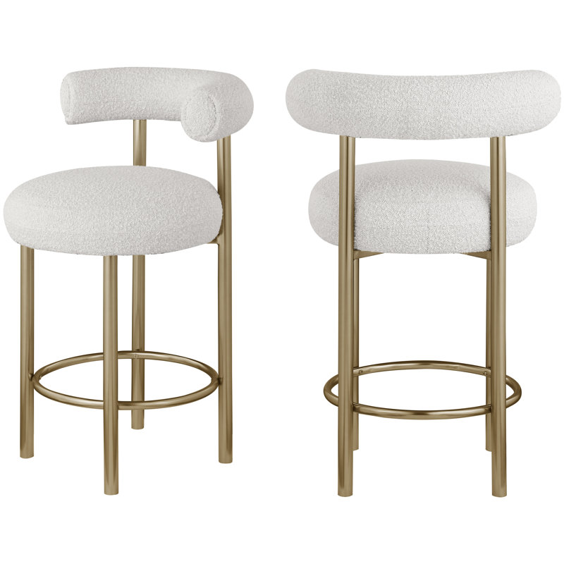 Bordeaux 26.5" Counter Stool, Cream Boucle Fabric