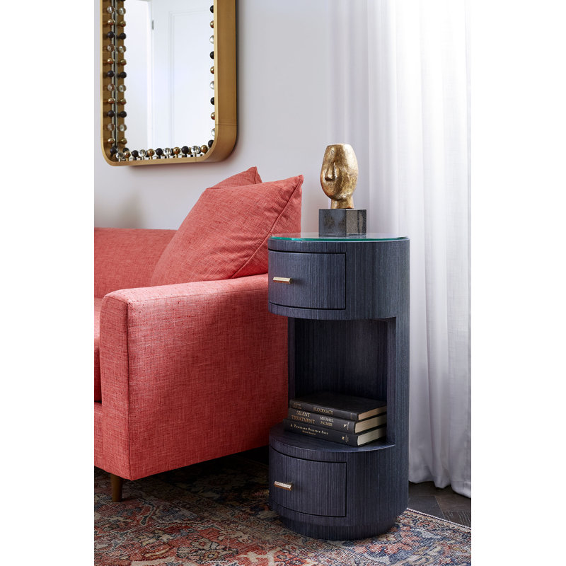 Aaron 2-Drawer End Table, Selvage Blue