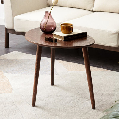 Table basse couleur noyer, chêne massif, 25,33 po x 17,82 po x 19,85 po, polyvalente pour le salon, côté en bois naturel 19,68 po x 17,51 po x 25,33 po, mobilier de bureau