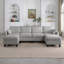 Canapé modulaire en chenille gris de 109 pouces, canapé en L en forme de L avec repose-pieds de rangement, combinaison de bricolage pour le salon-74340446