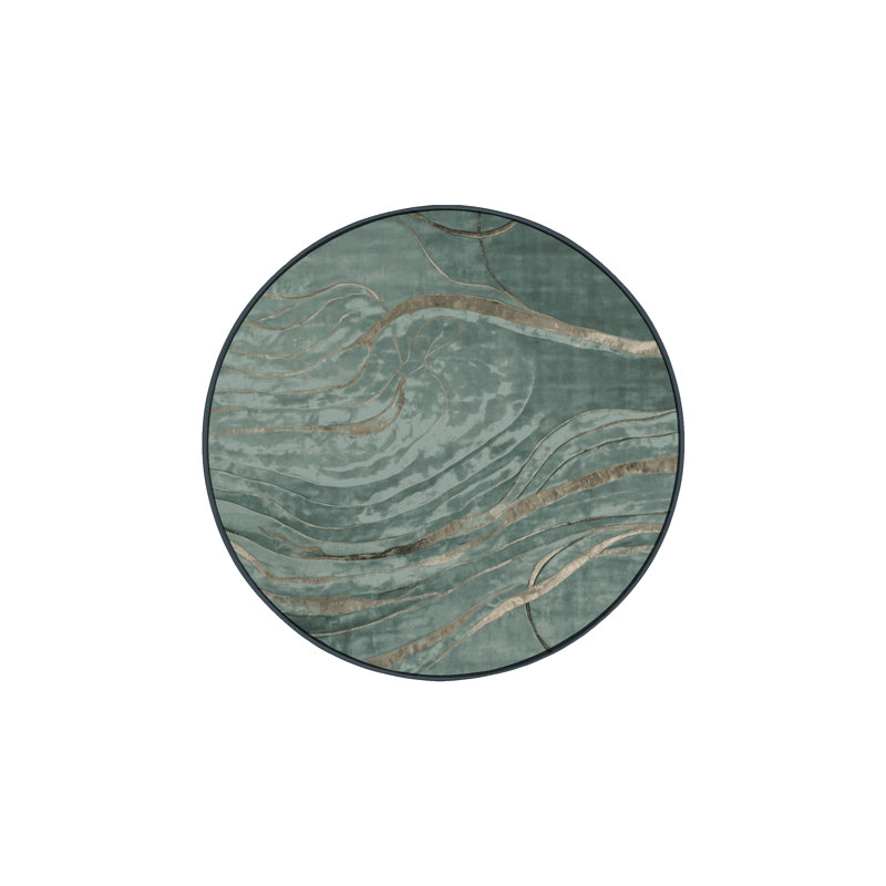 Machine Washable Gray Area Rug, Round 8'