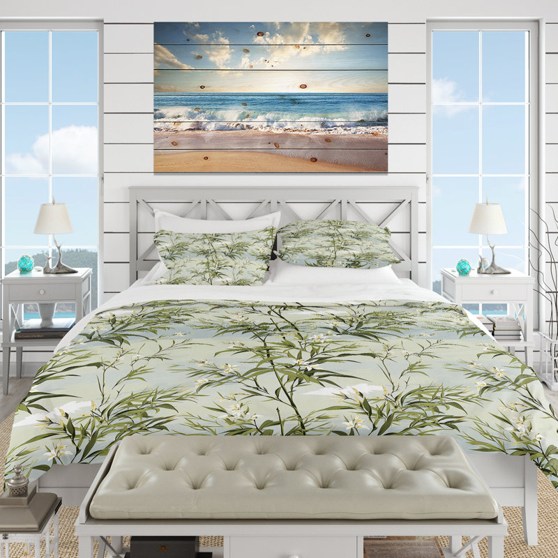 Ensemble de housse de couette Tropical Zen Bamboo, Housse de couette simple + 1 taie décorative stan