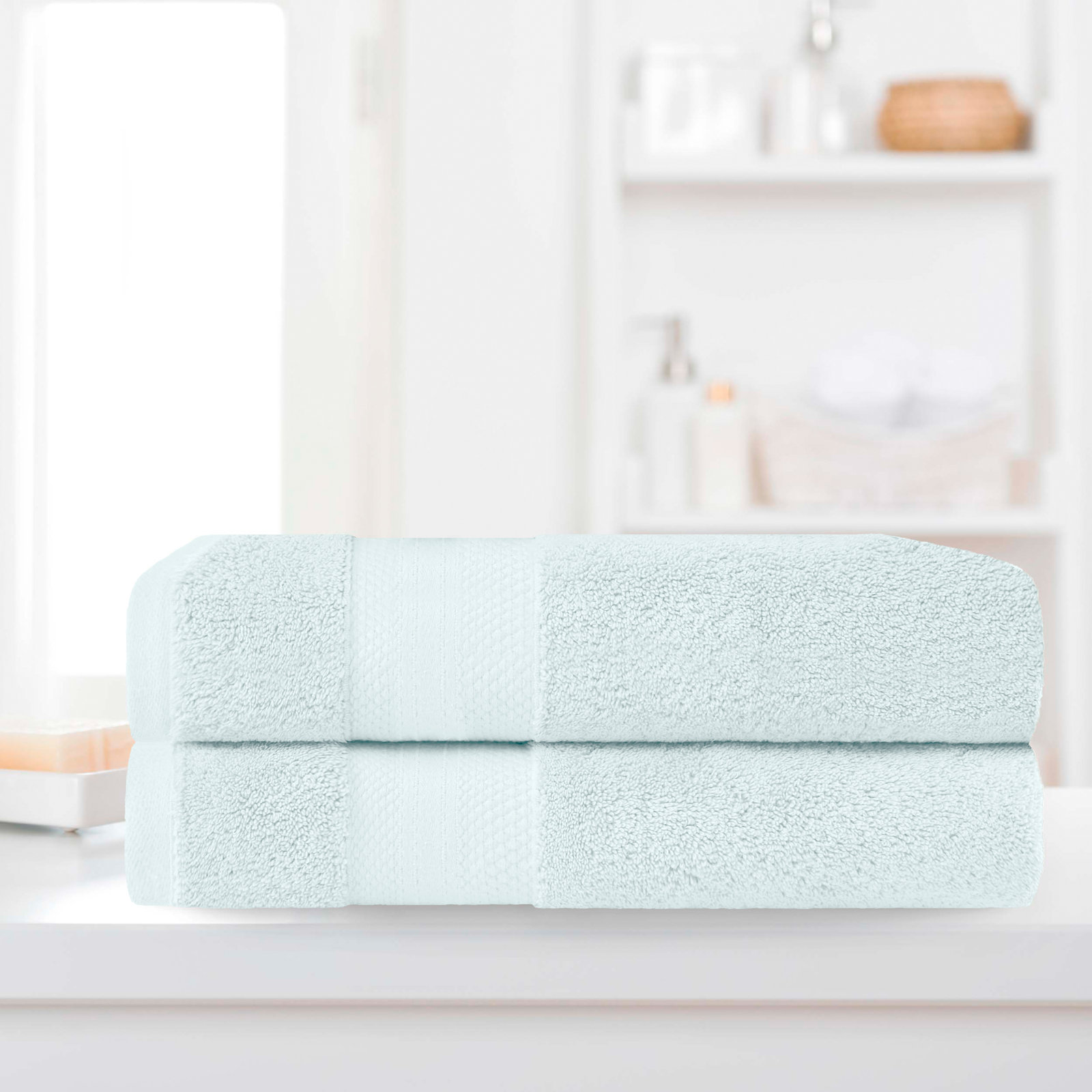 Finnian Ultra-Plush Heavyweight, 100% Turkish Towel Collection, Dusty Aqua, Bath Sheets - 2 Pack