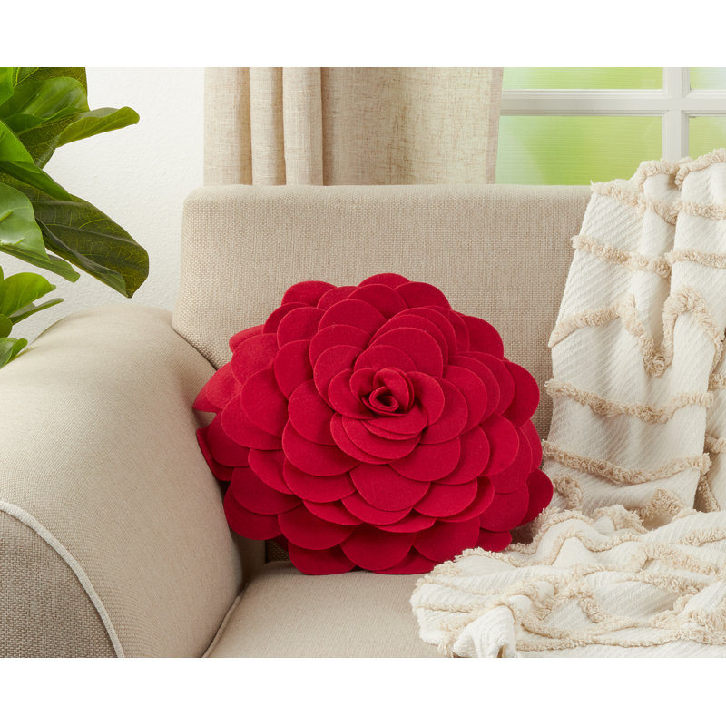 Felt Collection Appliqued Throw Pillow, Red, 16" H x 16" W