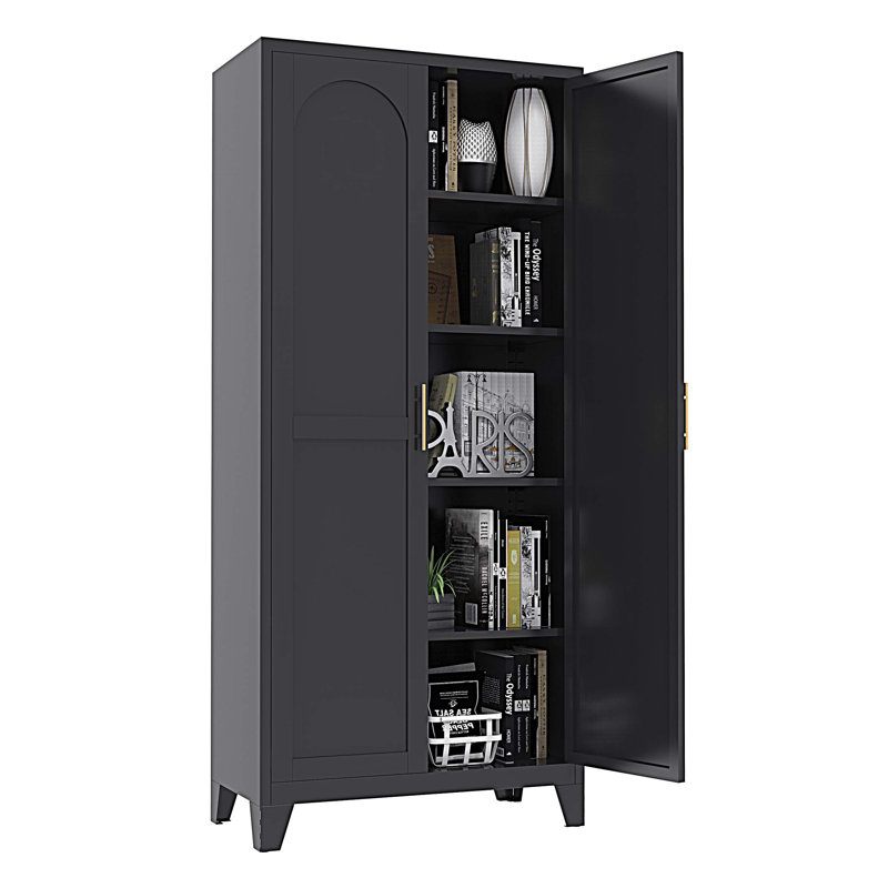 Armoire garde-manger moderne 71 po, armoire de rangement en métal avec portes et tablettes réglables pour la chambre à coucher, le salon et la cuisine