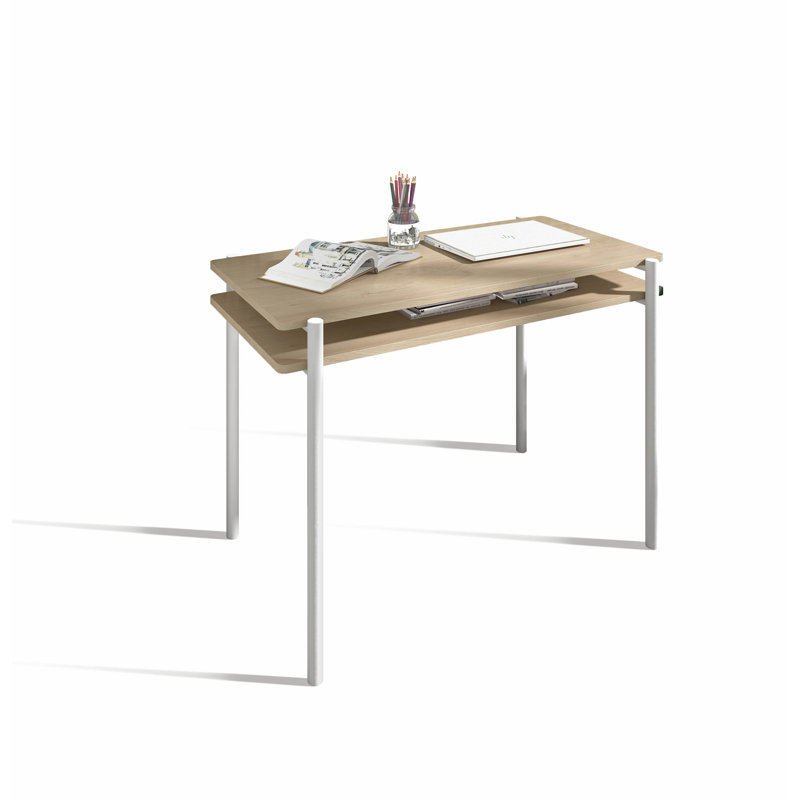 Aalaiya Writing Desk, White, Light Oak