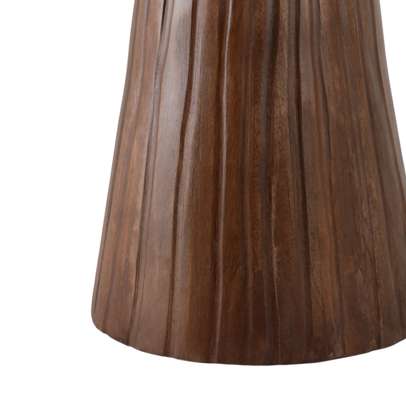 Modern Wood and Metal Accent Table with Round Stone Top, Contemporary Decorative Side Table., Brown
