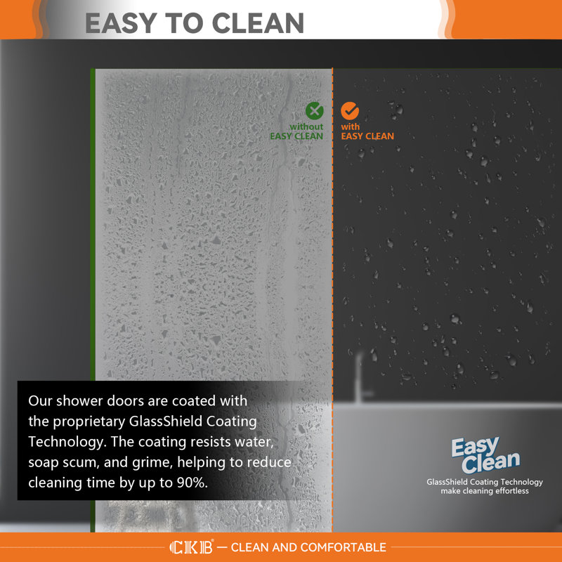 Brushed Nickel 38" x 72" Semi-Frameless Neo-Angle Shower Door