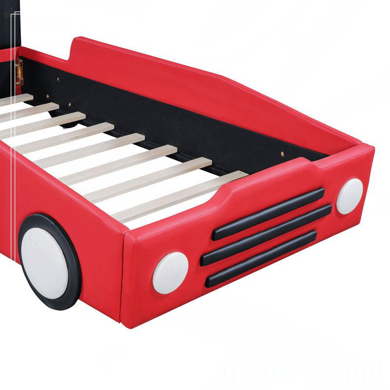 Lit plateforme simple avec roulettes, Rouge