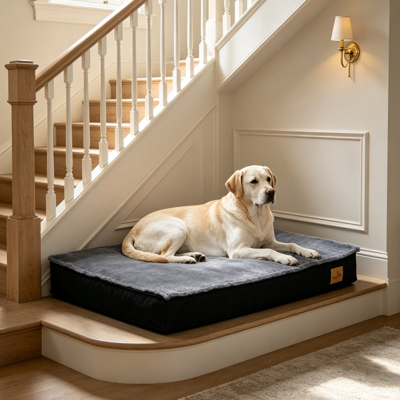 Orthopedic Memory Foam Fleece Pet Bed, 10cm H x 120cm W x 75cm D