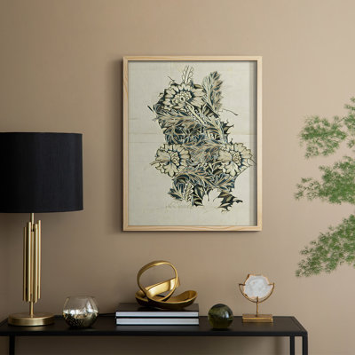 «Vintage Abstract Print CX», reproduction encadrée - bois massif